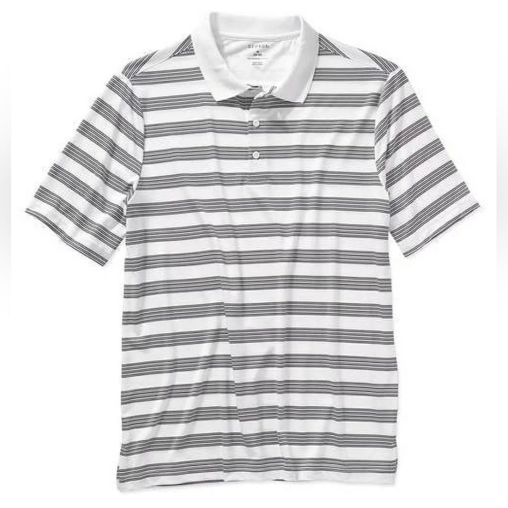 George Men's Black Stripe Short Sleeve Polyester Polo Shirt